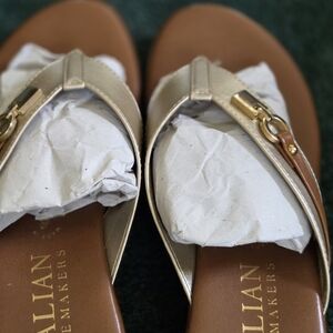 Italian Shoemakers Gold and Brown Women's Sandals